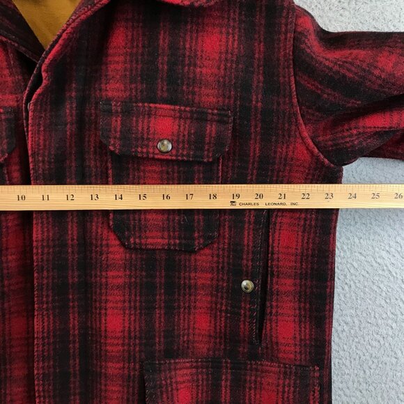 40s 50s Vintage Woolrich Coat, Red and Black Mackinaw Plaid Wool Jacket L - Picture 10 of 11